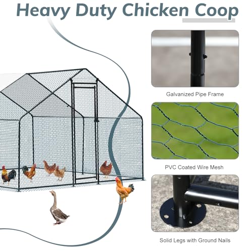 Outvita Chicken Coop, 13×10 FT Large Metal Chicken House, Poultry Habitat Cage with Waterproof Cover