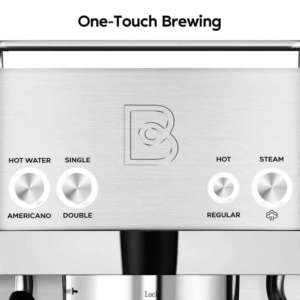 Casabrews 20 Bar Espresso Machine, One-Touch Americano Brewing, 51oz Removable Water Tank, Silver, New