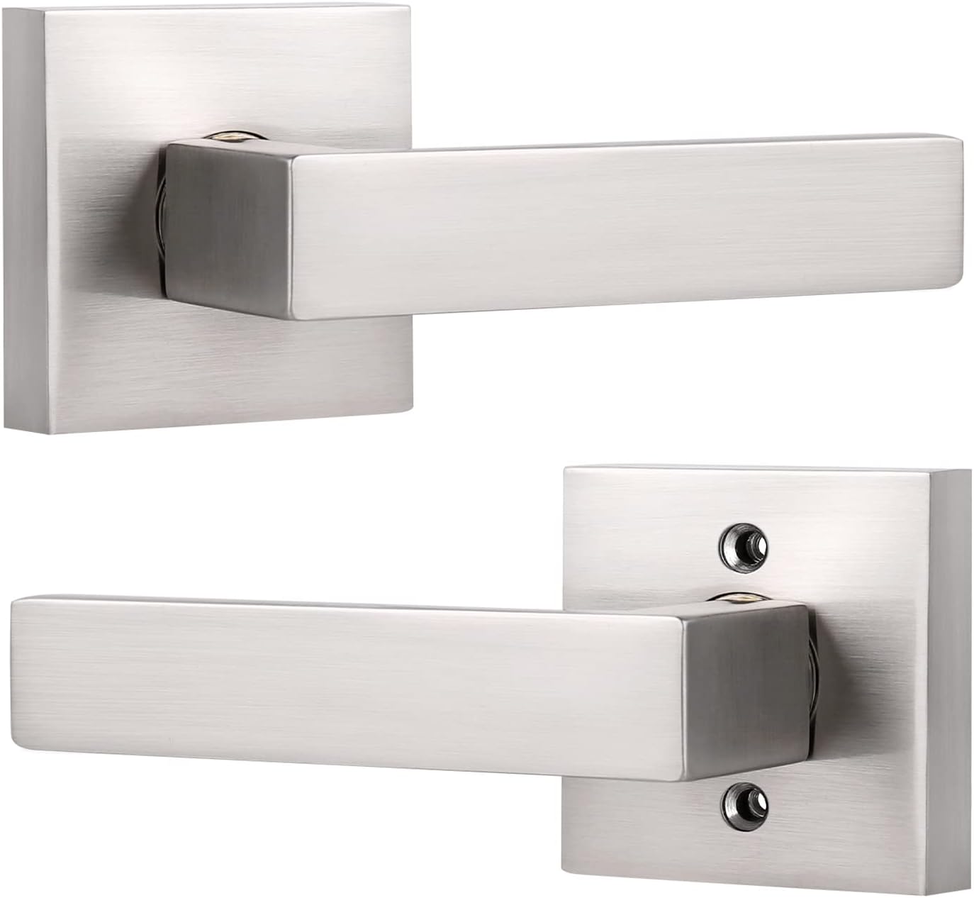3 Pack Knobonly Non-Locking Brushed Nickel Passage Door Leverset Heavy Duty Flat Door Lever Fit for Hall or Closet 815 Style Pack of 2
