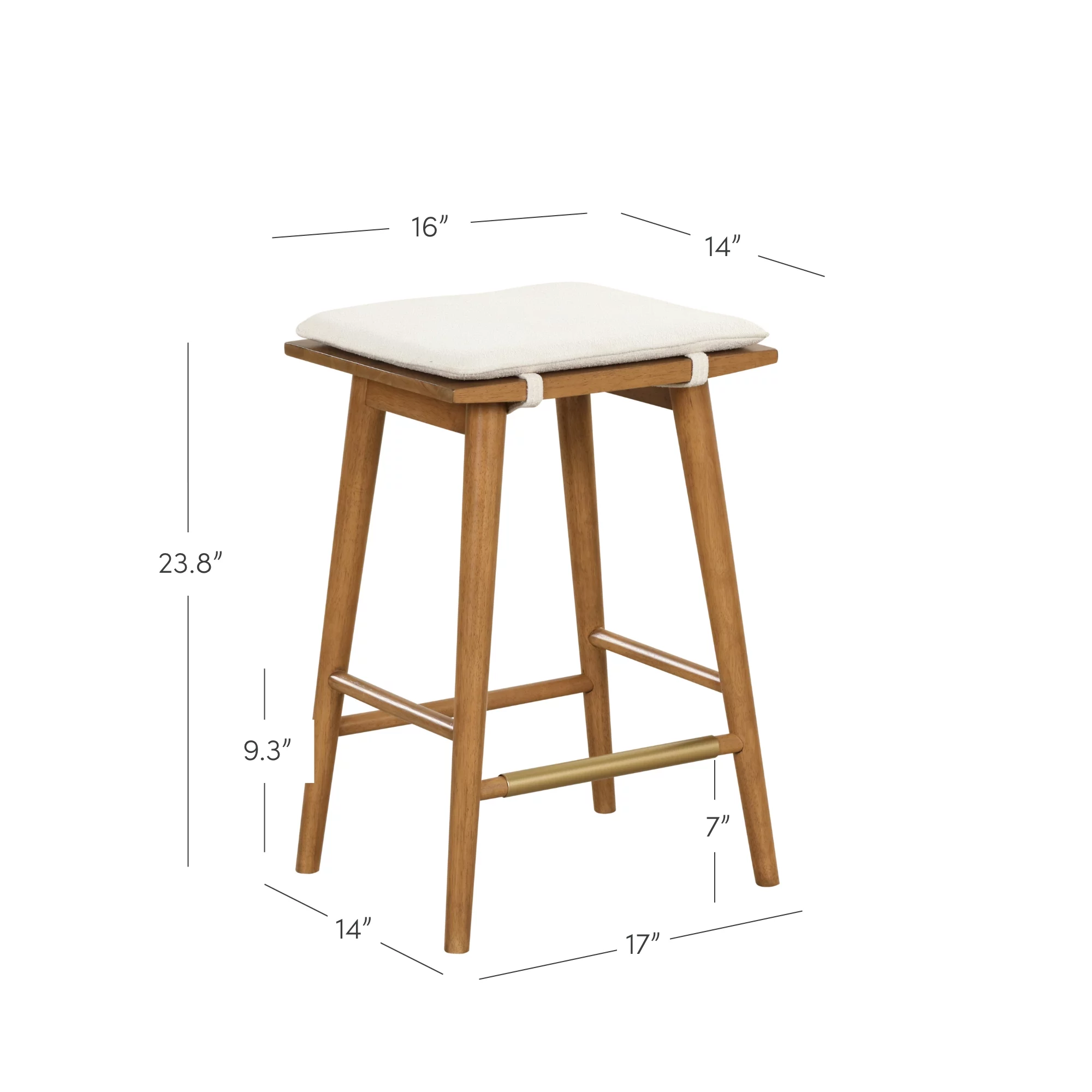Nathan James Barker Counter Height Solid Wood Barstool with Upholstered Cushion