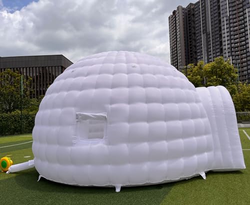 Outdoor Portable Inflatable Igloo Dome Tent with LED Light, 2 Windows | 16.5x18x11ft | Shelter Igloo Marquee for Party, Wedding, Camping