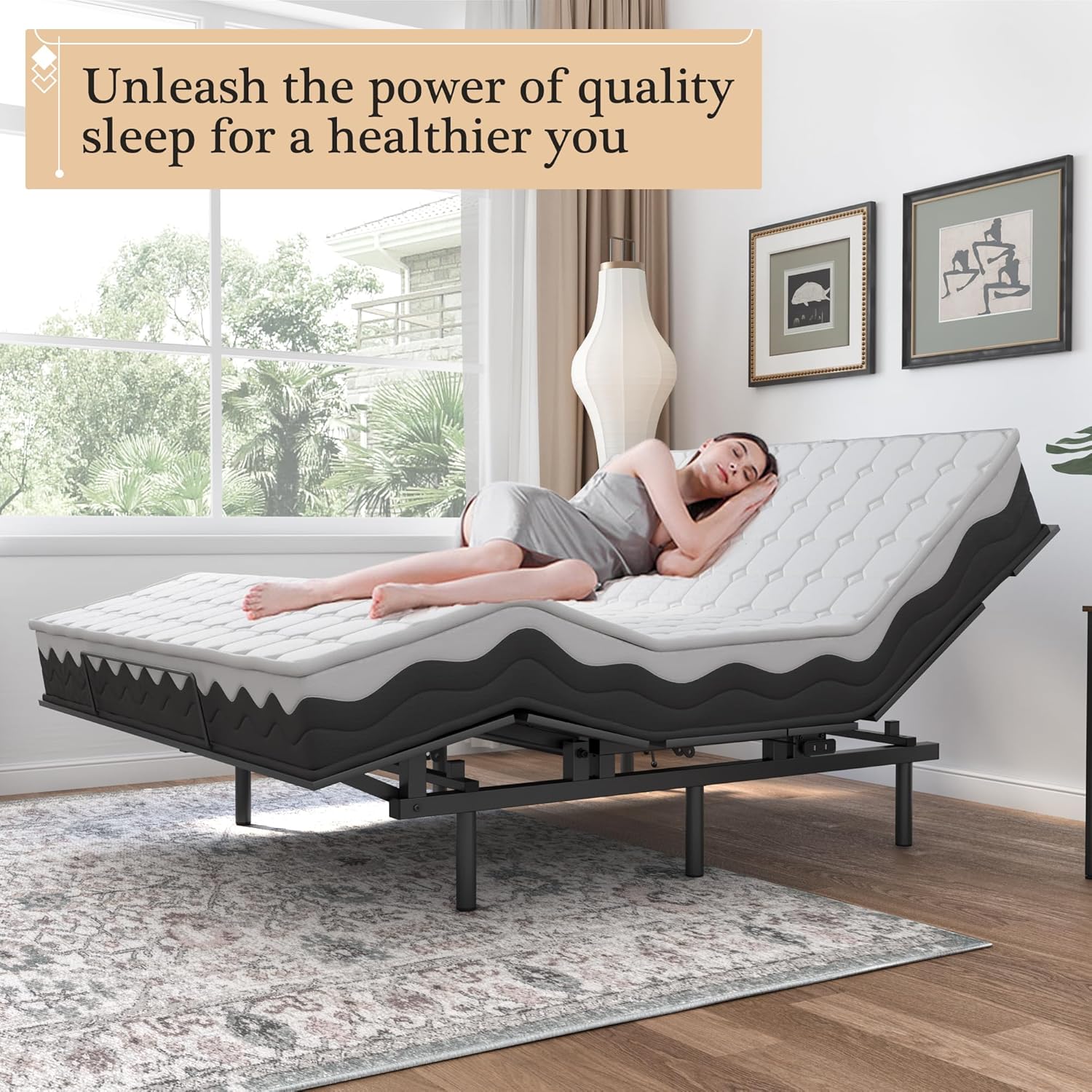 Adjustable Bed Frame -Wireless Remote -Memory Function -Adjustable Bed Base -Head and Foot Lift Incline -Zero Gravity -Quiet Motorfor Lying Down