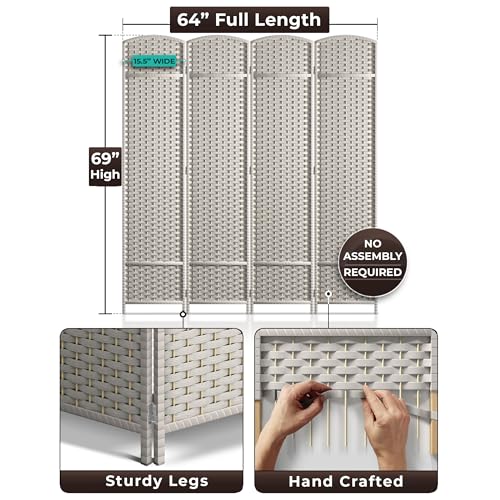 Sorbus 8-Panel Black Room Divider with Double Hinged Panels, 6 ft Tall Folding Privacy Screen