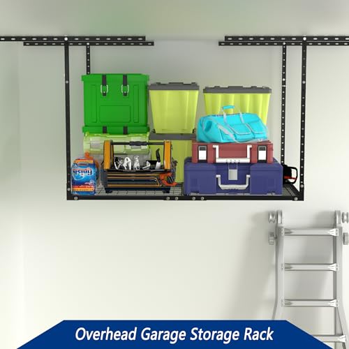 3 x 8FT Overhead Garage Storage Rack,Adjustable Ceiling Storage Racks,Garage Shelving Heavy Duty Storage Organizer System