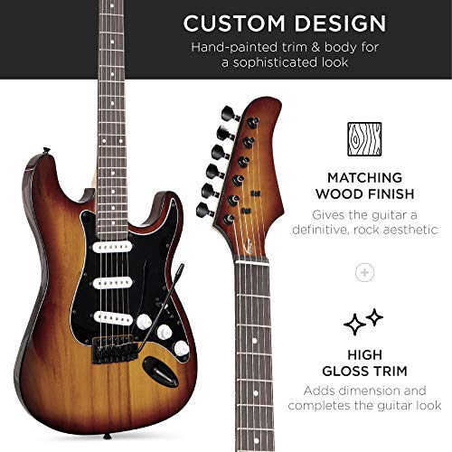 Best Choice Products 39in Full Size Beginner Electric Guitar Starter Kit w/Case, Strap, 10W Amp, Strings, Pick, Tremolo Bar - Sunburst