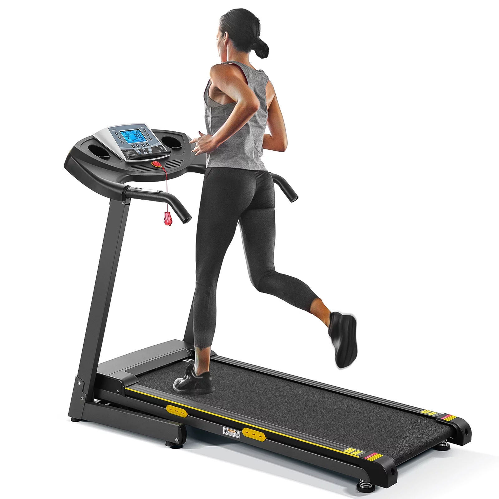 Treadmill with Incline Folding Treadmill with 12-Level Automatic Incline 2.5hp Power 8.5mhp Speed Running Machine 15 Preset Training Program Electric