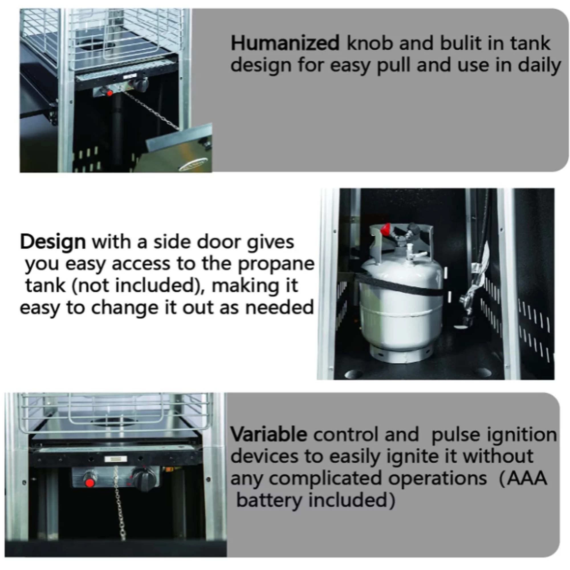 Pyramid Patio Propane Heater, Outdoor Propane Heater with Detachable Table, 48,000 Btu Patio Heater Gift Waterproof Cover