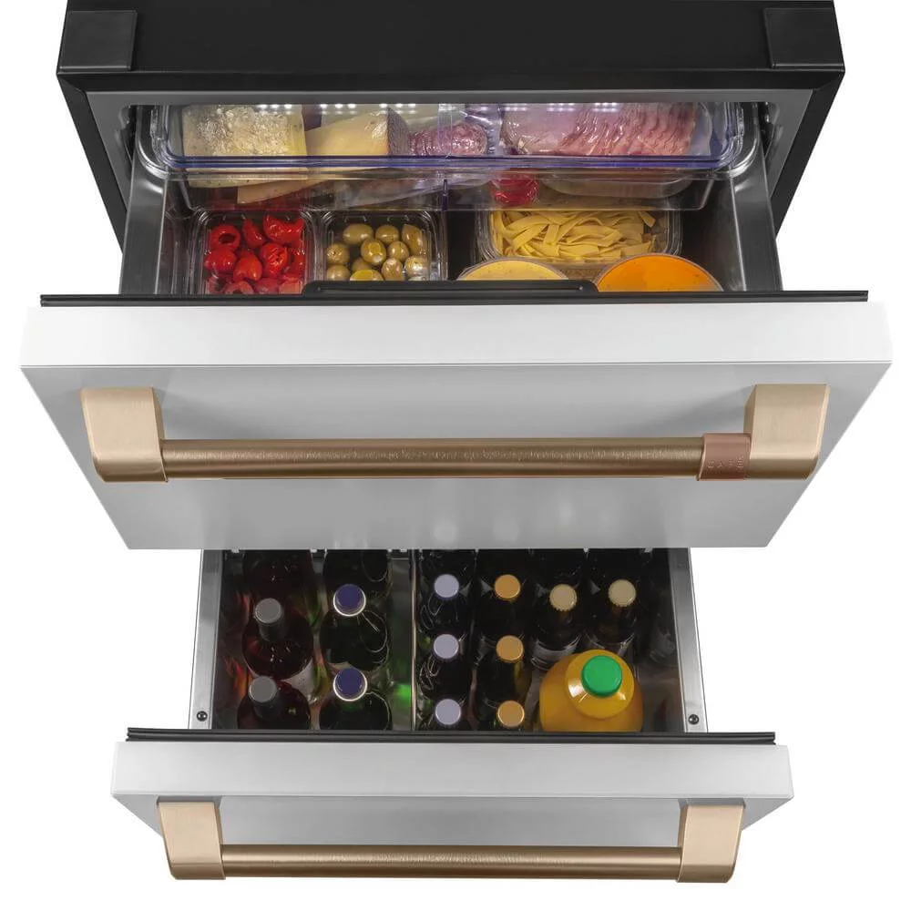 Cafe Cde06rpn 24" Wide 5.6 Cu. Ft. Drawer Refrigerator - Matte White / Brushed Bronze