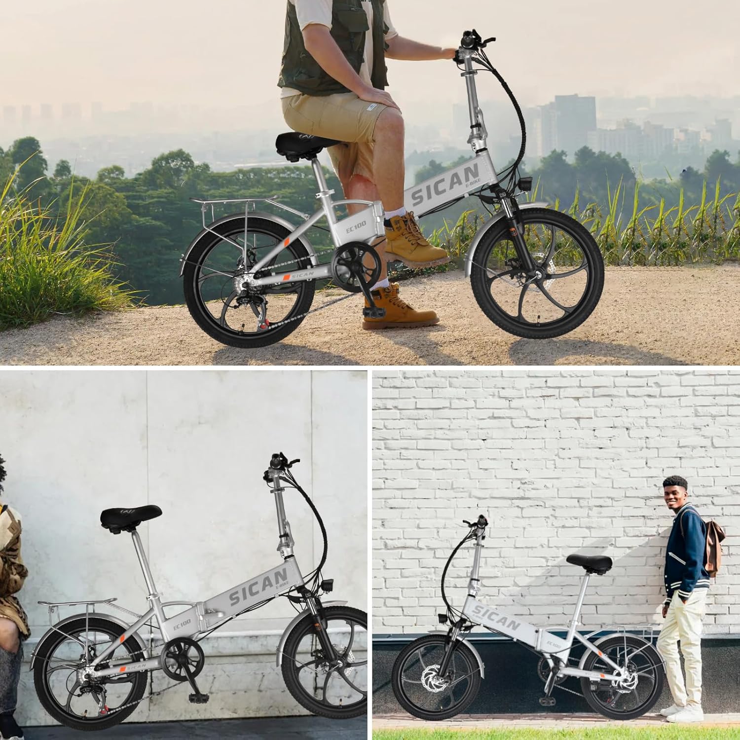 Folding Electric Bike, 850W Brushless Motor(Peak 1000W), 48V 12Ah Hidden Removeable Battery Up to 50 Miles, 3.0H Fast Charge, Weighs Only 40lbs