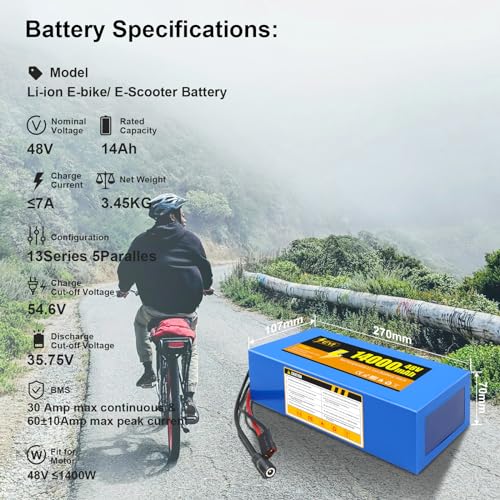 36V Ebike Battery 10Ah Lithium Battery Electric Bike Battery Replacement for 200-1000W Electric Bike Bicycle Scooter Motor with 2A Fast Charger