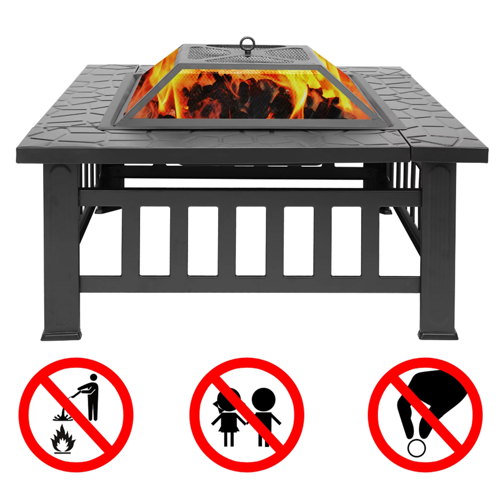Fire Pit for Outside, 19 inch Stainless Steel Smokeless Bonfire Wood Burning Fire Pit with Removable Ash Pan