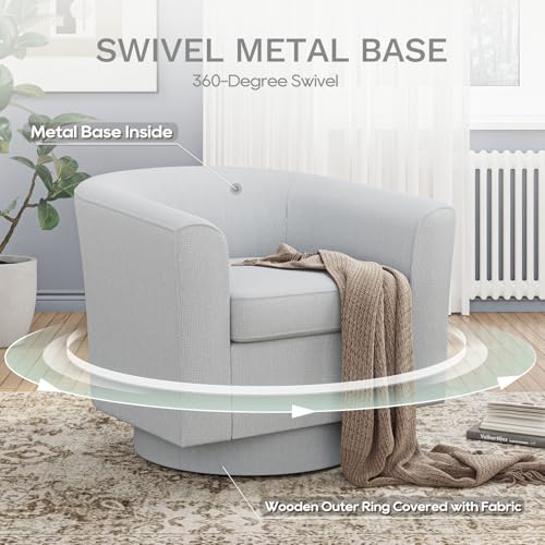 COLAMY Upholstered Swivel Barrel Accent Chair with Ottoman