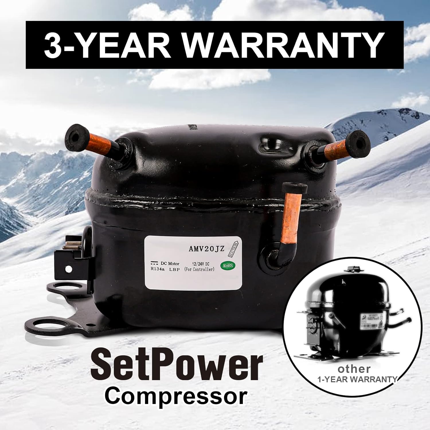 SetPower AJ50 Portable Refrigerator, Car Refrigerator, Portable Fridge Freezer, 12 volt Cooler, Car Fridge, Compact Refrigerator with 3-YEAR Warranty