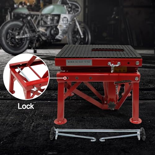 Hydraulic Motorcycle Lift Jack, GARVEE 300 LBS Capacity Steel ATV Lift Stand Hoist, Portable Motorcycle Bike ATV UTV Lift Table Jack Hoist Stand