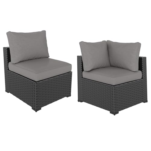 Aoxun 7 Piece Patio Furniture Set Wicker Rattan Patio Sectional Sofa Set Outdoor Seating Furniture with Thickened Cushion, Grey