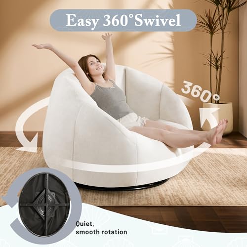 Giant Bean Bag Chair for Adults - Comfy Plush Round Shell Soft Accent Chair, Oversized Cozy Lounge Floor Sofa Reading Chair