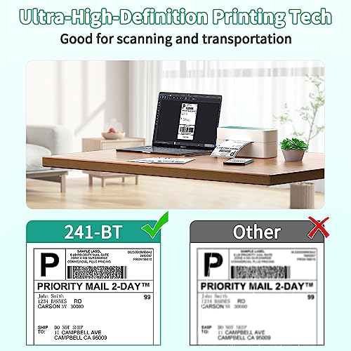Phomemo Bluetooth Thermal Label Printer, 241BT 4X6 Wireless Shipping Label Printer for Small Business, Pink Label Printer for Shipping Package