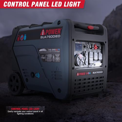 A-iPower 7600W Dual Fuel Quiet Portable Inverter Generator, Electric Start RV Ready, EPA & CARB Compliant CO Sensor