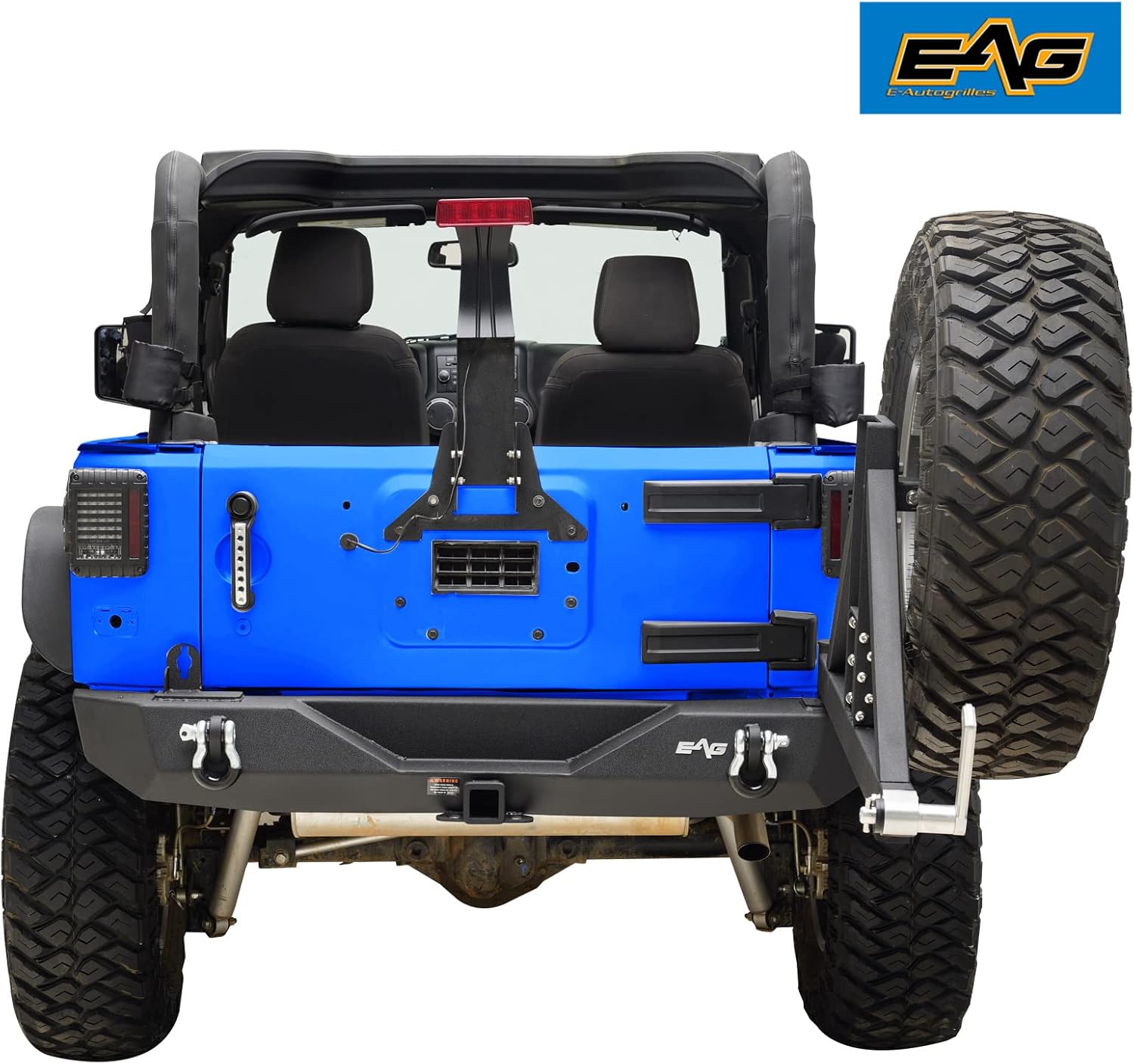 EAG JK Rear Bumper and Tire Carrier W/Third Brake Light Mounting Bracket Compatible with 2007-2018 Wrangler JK