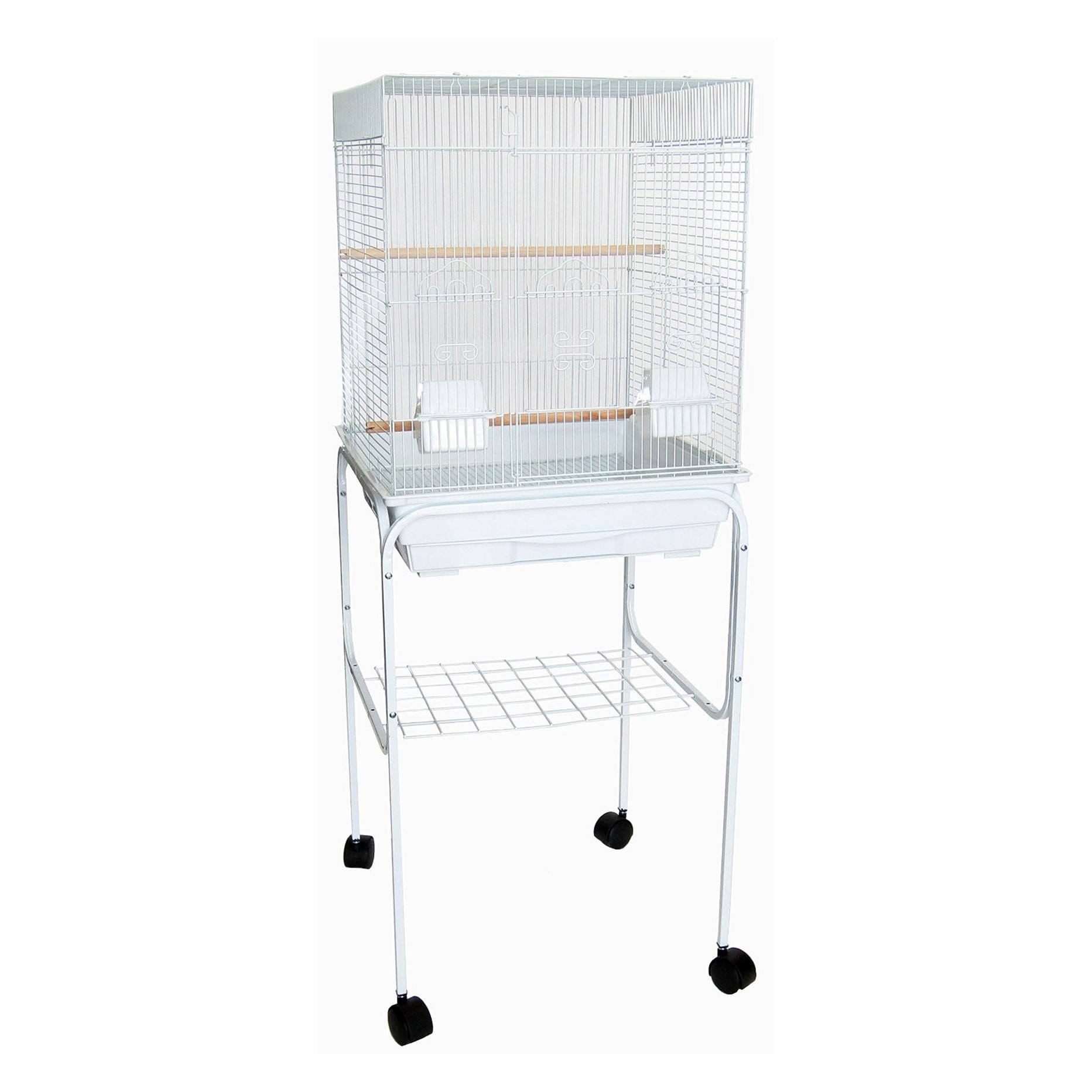Yml 5924-4814WHT 0.37 in. Bar Spacing Flat Top Bird Cage with Stand White - 18 x 18 in. - Small