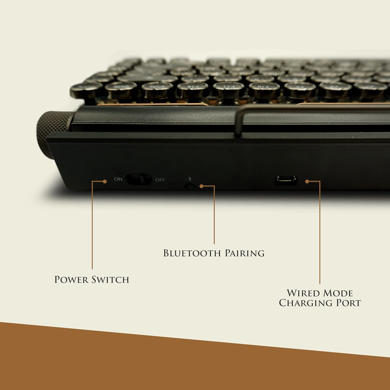 Retro Style Wireless Typewriter Keyboard Compatible with Mac/Windows/Android/Linux, Multi-Pairing, Mechanical Switches to Improve Typing Experience