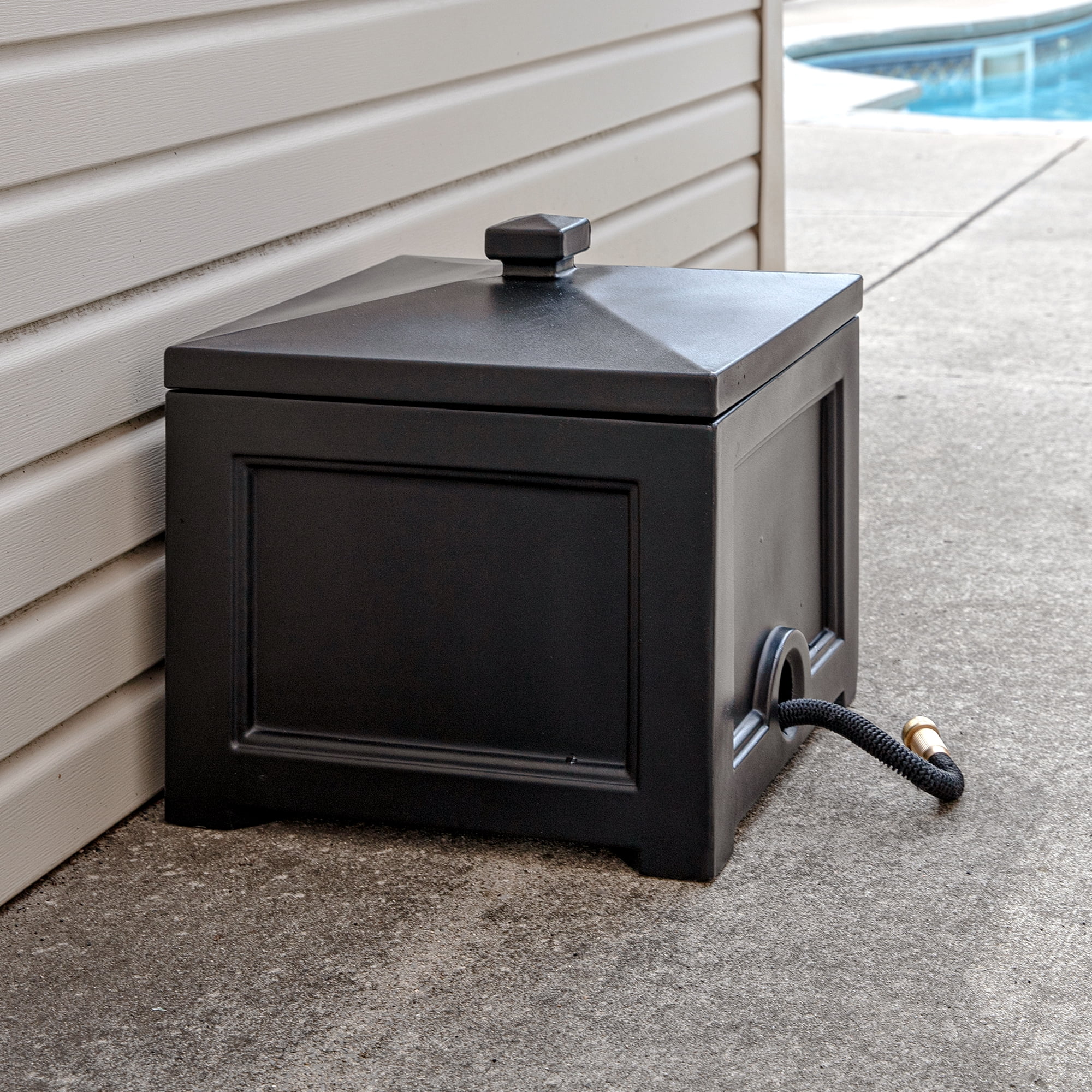 Mayne Fairfield Black 100ft Hideaway Garden Hose Bin - Radiant Selections