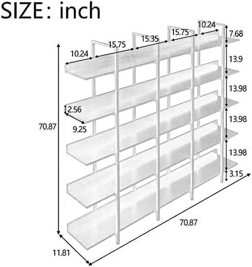 HOOMHIBIU Oak 7-Tier Tall Corner Bookshelf  L-Shaped Corner Bookcase with Open   Modern Bookshelf Organizer for Home Office  Industrial Book  for