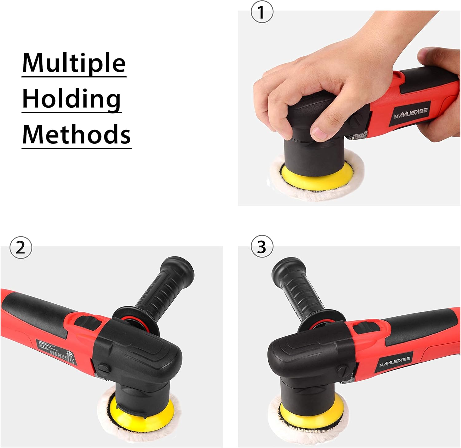 MANUSAGE 6-Inch Dual Action Car Polisher,7Amp Random Orbital Polisher,Variable Speed Buffer Polisher with Two Detachable Handles