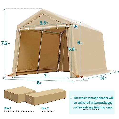 ADVANCE OUTDOOR 10x10 ft Heavy Duty Outdoor Patio Portable Canopy Storage Shelter Shed Carport with 2 Roll up Zipper Doors & Vents for Snowmobile