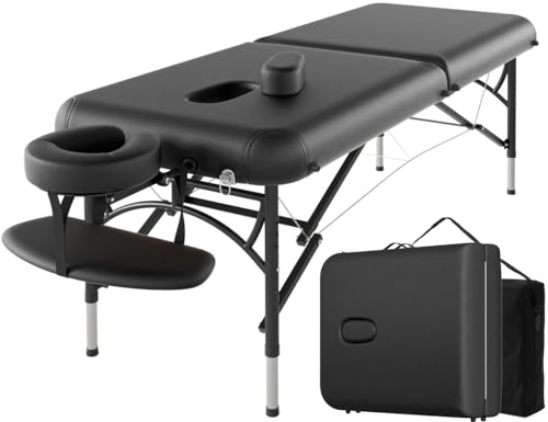 CLORIS 84" Professional Massage Table Portable 2 Folding Lightweight Facial Solon Spa Tattoo Bed Height Adjustable with Carrying Bag & Aluminium Leg