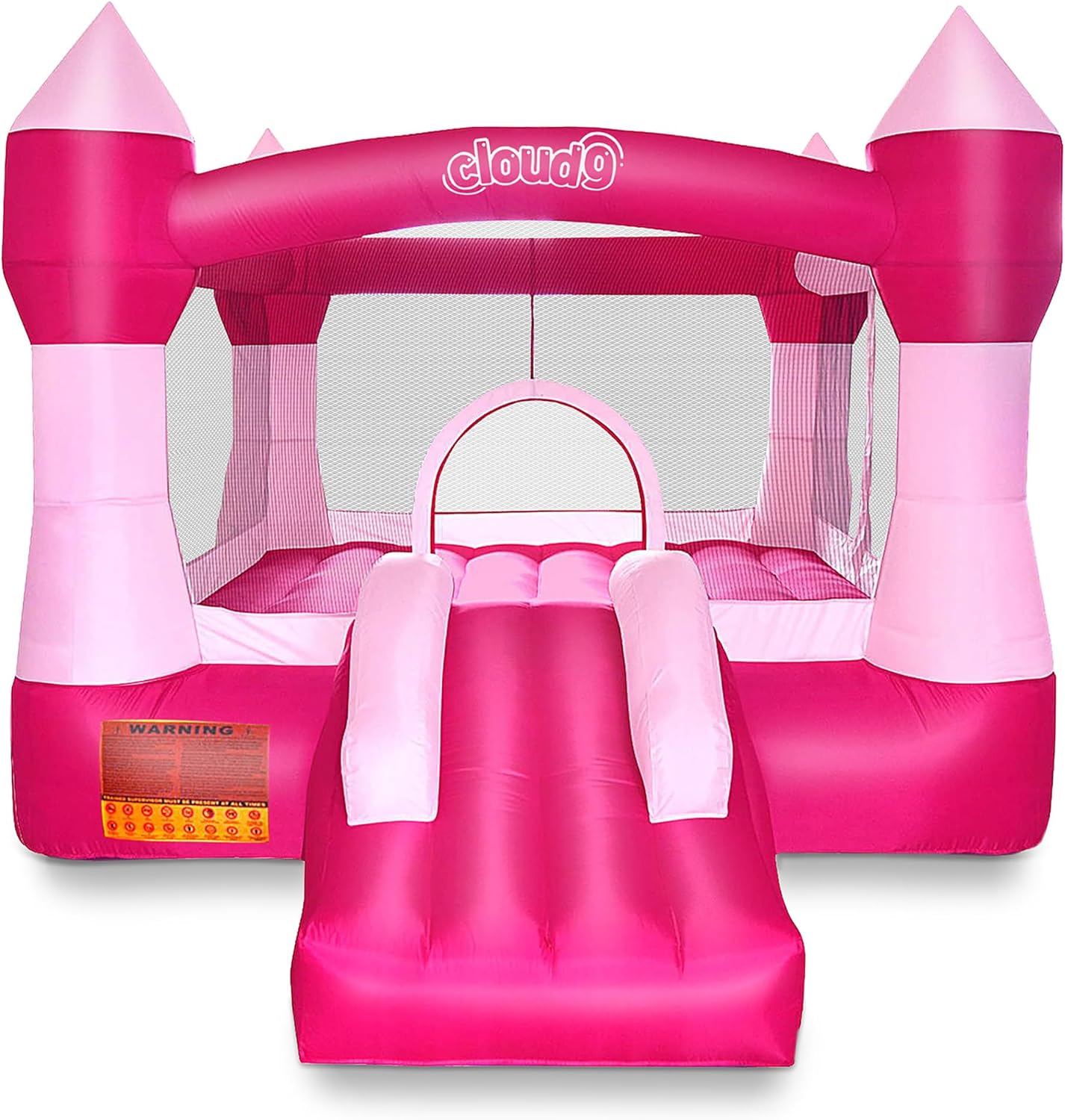 Cloud 9 Princess Bounce House with Blower, Pink Castle Inflatable Bouncer for Kids, includes Stakes and Repair Patches