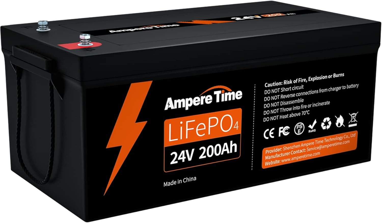 Ampere Time 12V 400Ah Deep Cycle LiFePO4 Battery Pack, with Built-in 250A BMS, Longer Runtime with 5.12kWh, 4000+ Cycle, Perfect for Solar System, RV