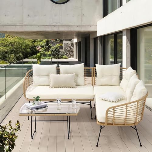 3 Piece Patio Bistro Set, Outdoor Wicker Table and Chairs Set of 2