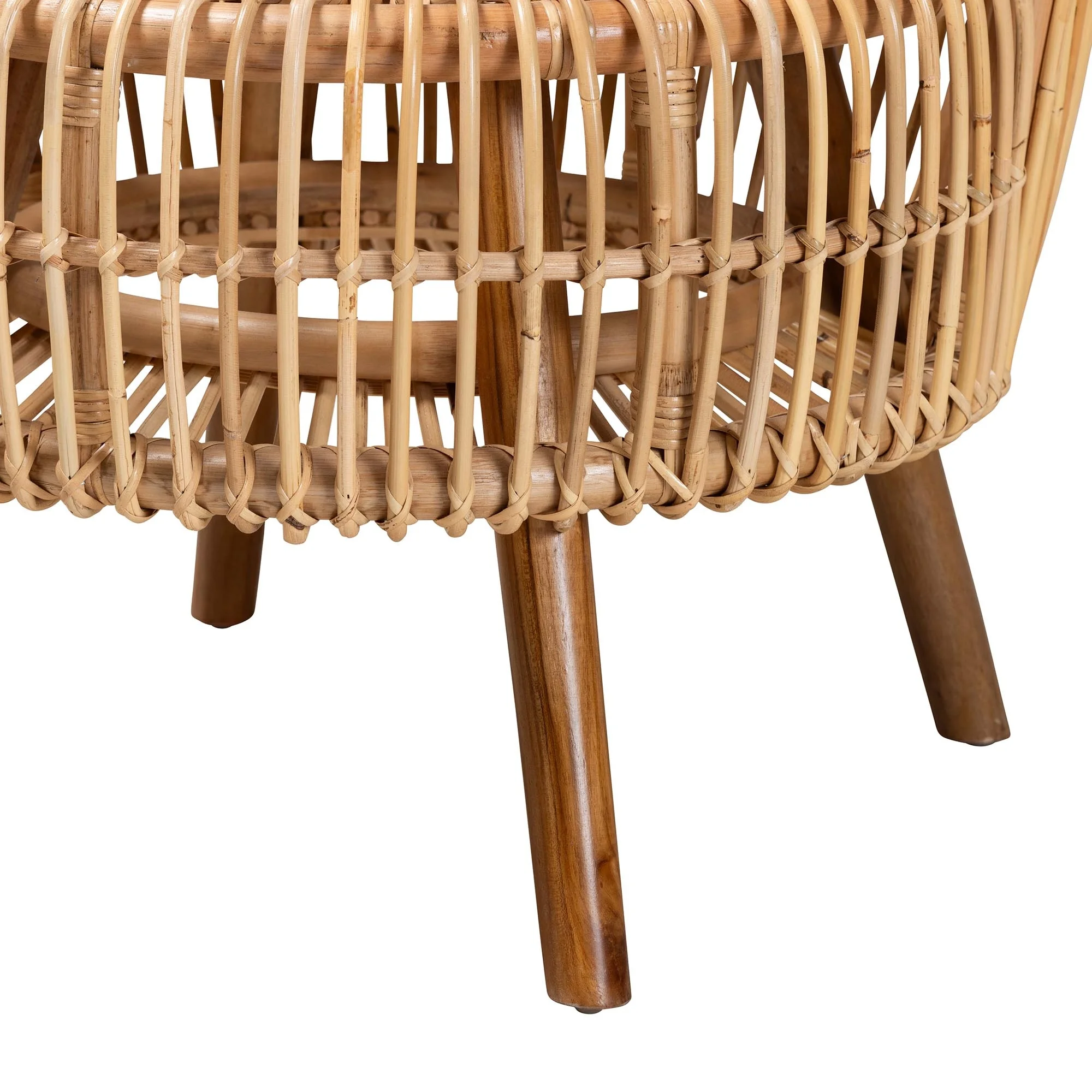 bali & pari Nagoya Modern Bohemian Natural Rattan Wide Seat Lounge Chair