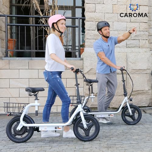 Caroma Peak 500W/800W/1200W Electric Scooter with Seat for Adults,up to 30 Miles&20MPH, 14" Fat Tire