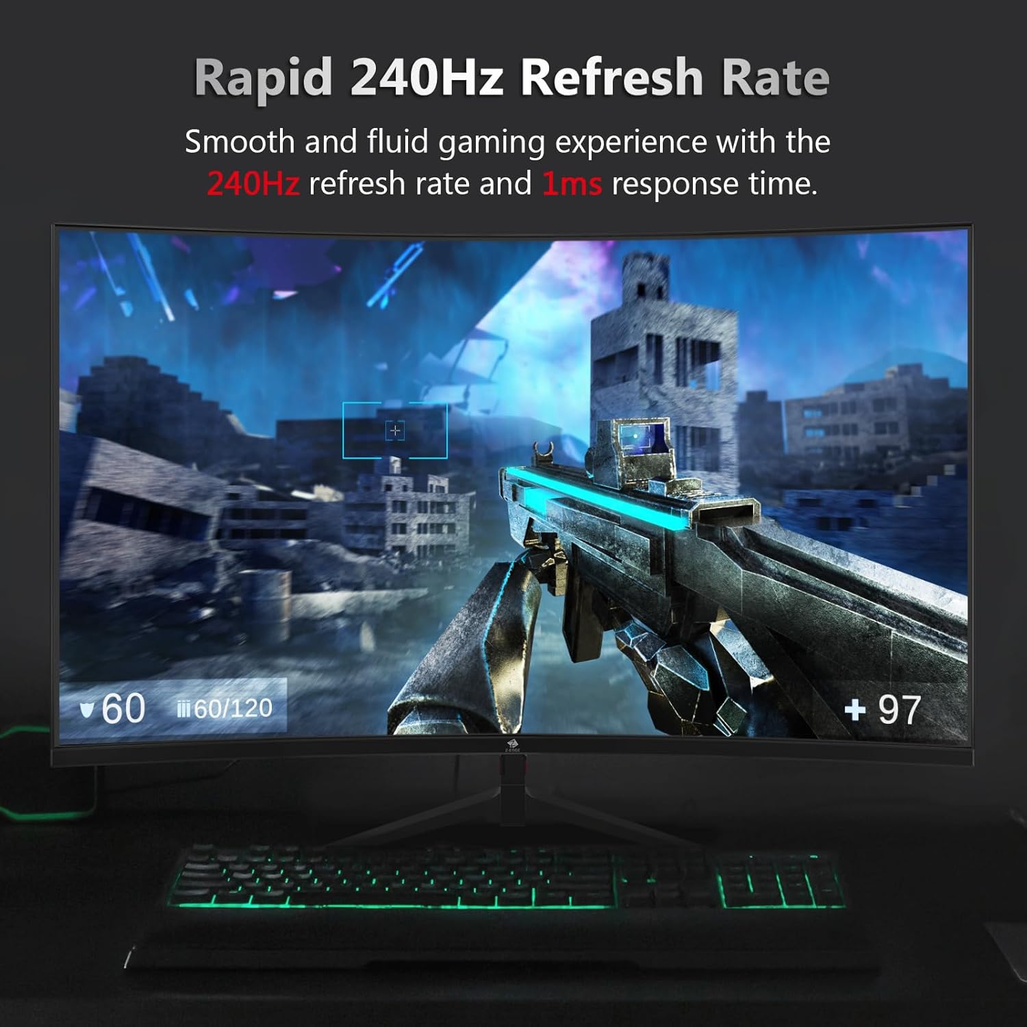 Z-Edge 27-inch Curved Gaming Monitor 16:9 1920x1080 240Hz 1ms Frameless LED Gaming Monitor