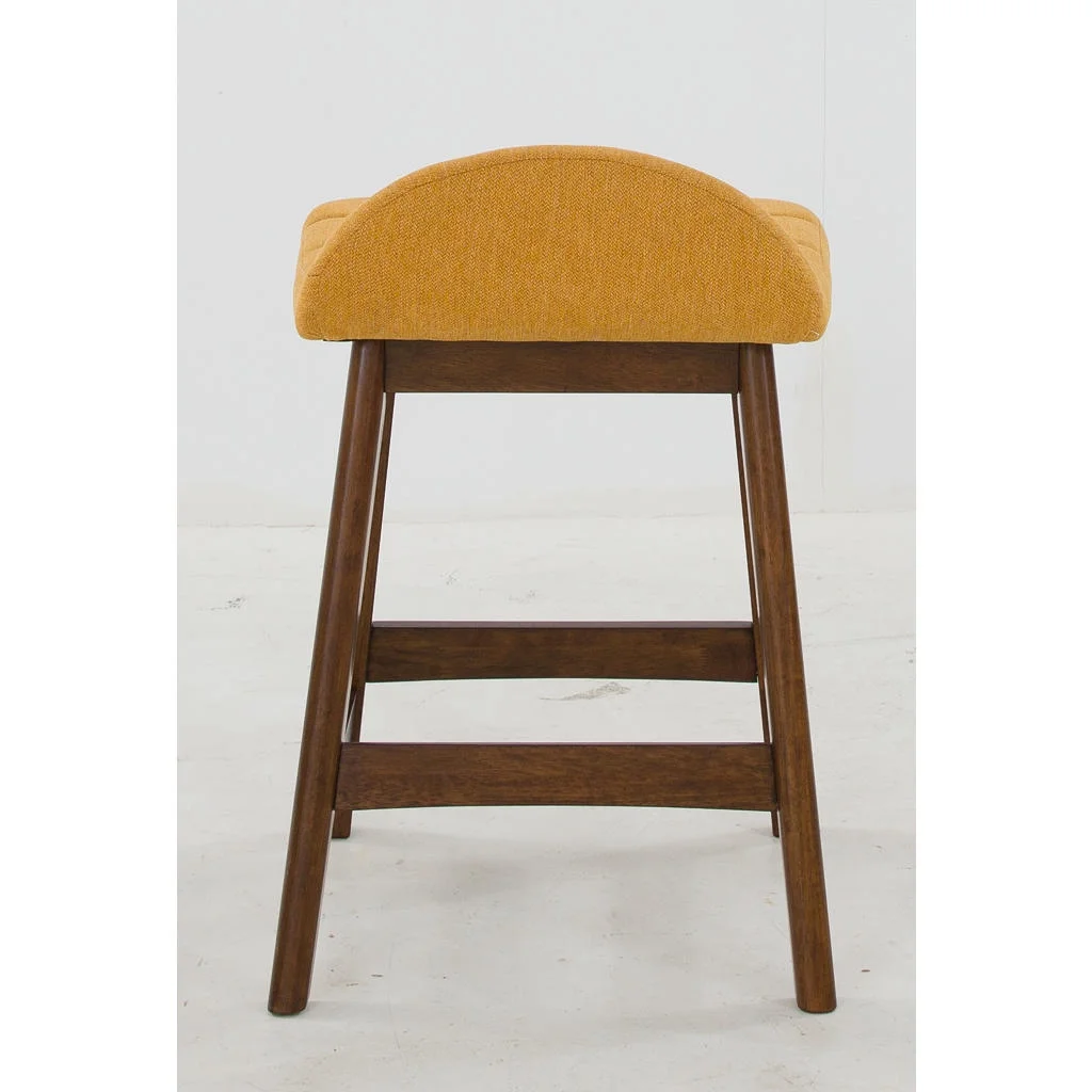 Signature Design by Ashley Lyncott Contemporary 28.5" Counter Height Upholstered Bar Stool with Foam Cushion, Set of 2, Mustard & Brown