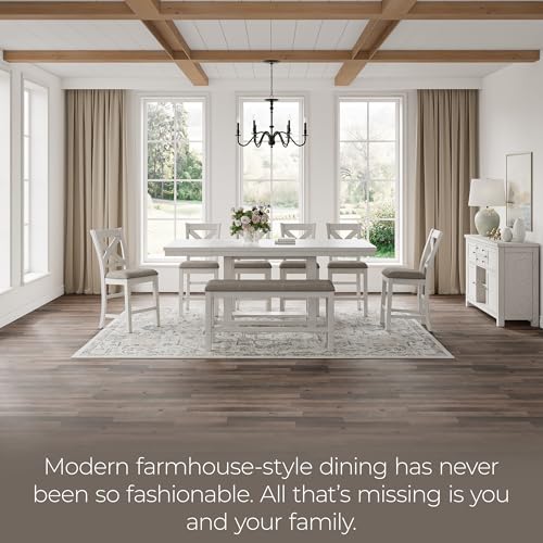 Signature Design by Ashley Robbinsdale Casual Removable Center Leaf Dining Extension Table with Trestle Base, White