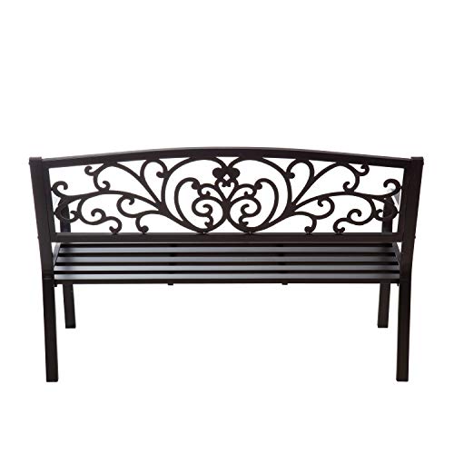 Evergreen Garden Sunflower Garden Bench Outdoors & Indoors | Cast Iron Metal Patio Bench | Outdoor Seating Furniture | Seats for Park, Porch, Deck