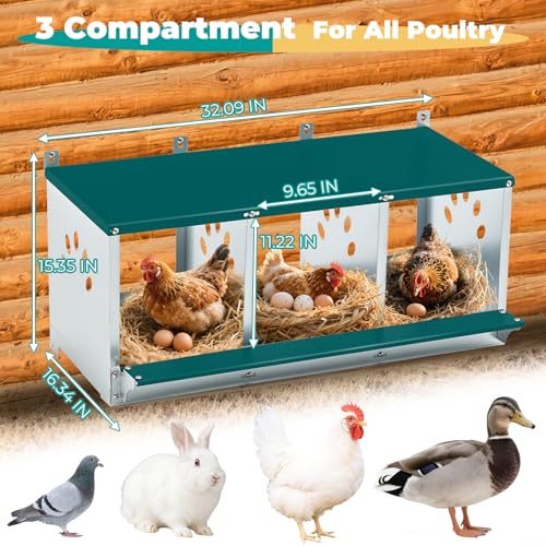 Chicken Coop Nesting Boxes, Wall Mountable Metal Chicken Nesting Box, Easy Egg Collection Roll Away Nesting Boxes Chicken