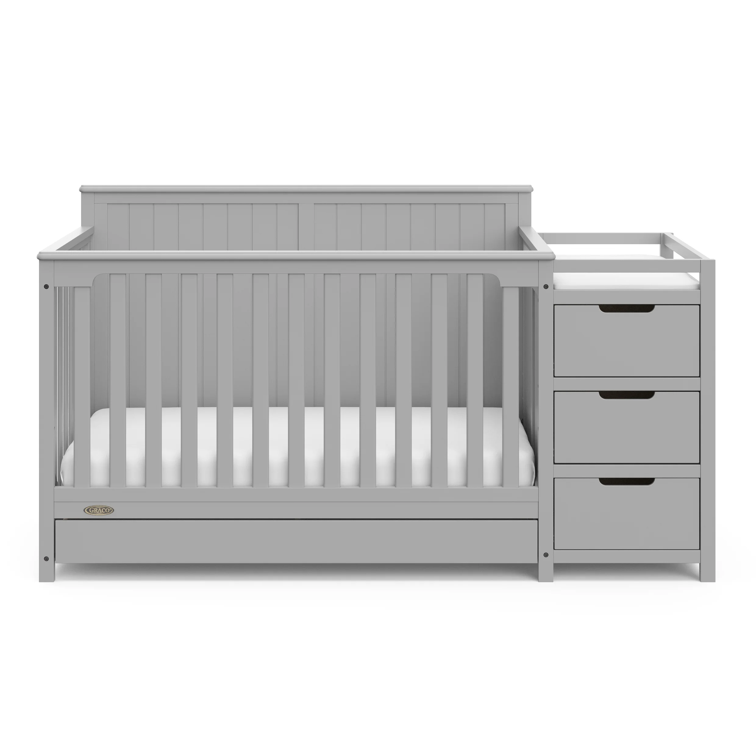 Graco Hadley 5-in-1 Convertible Crib and Changer with Drawer, Pebble Gray - Curated Treasures Market