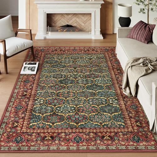 Lahome 8 x 10 Area Rugs for Living Room - Oriental Washable Non-Slip Large Rug Ultra-Thin Stain Resistant Dining Room Rugs for Under Table