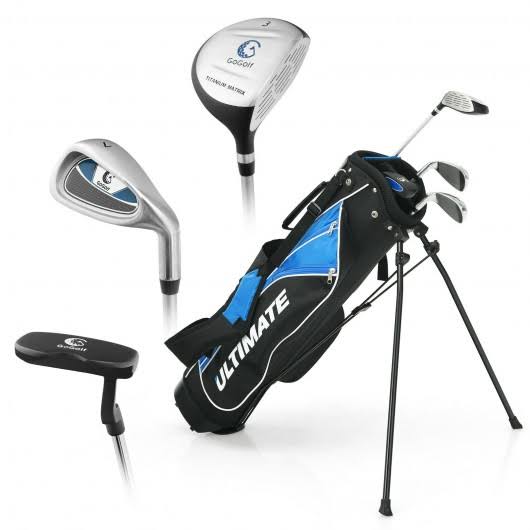 Ultimate 31x22 Portable Junior Complete Golf Club Set for Kid Age 8+ Set of 5 Blue