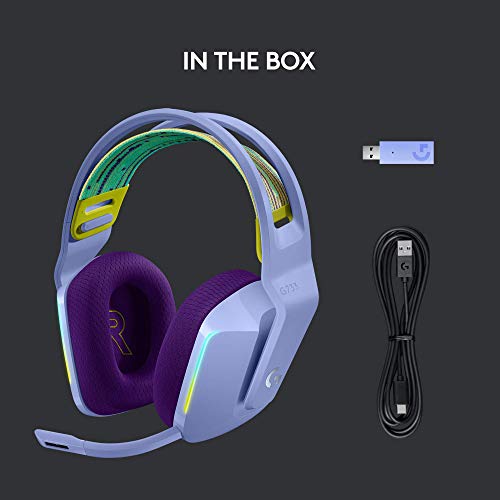 Logitech G733 Lightspeed Wireless Gaming Headset, Suspension Headband, Lightsync RGB, Blue VO!CE Mic, PRO-G Audio – Black, Gaming Headset Wireless