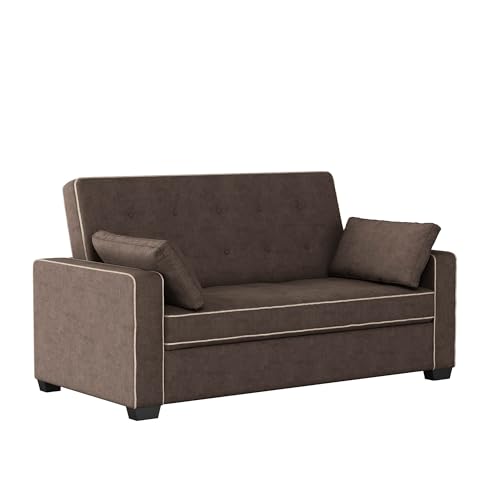 Serta Ainsley 72.6" Convertible Sleeper Sofa, Queen Size, Dreamcoil Comfort, Soft Velvet Fabric, Navy