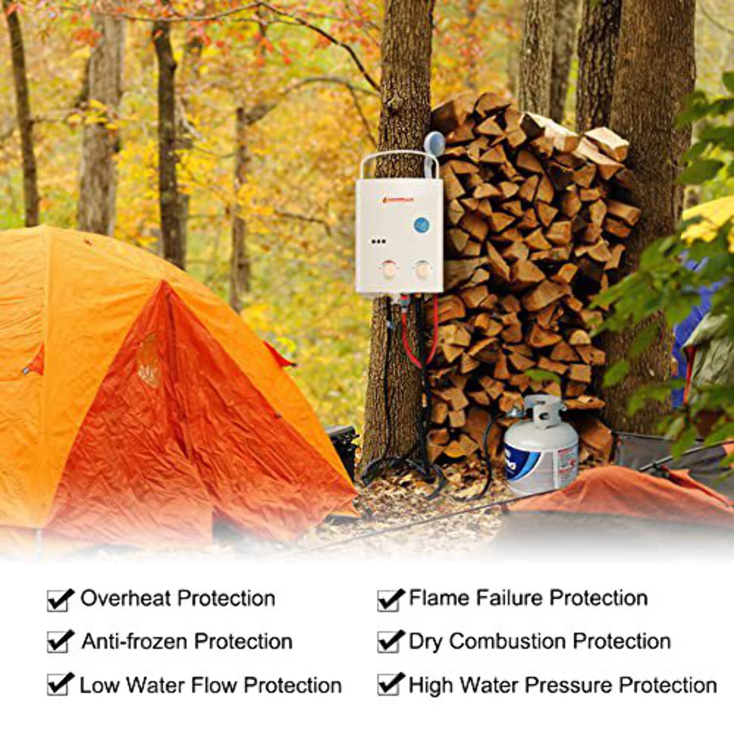 Camplux 5L 1.32 GPM Outdoor and Indoor Portable Propane Tankless Water Heater