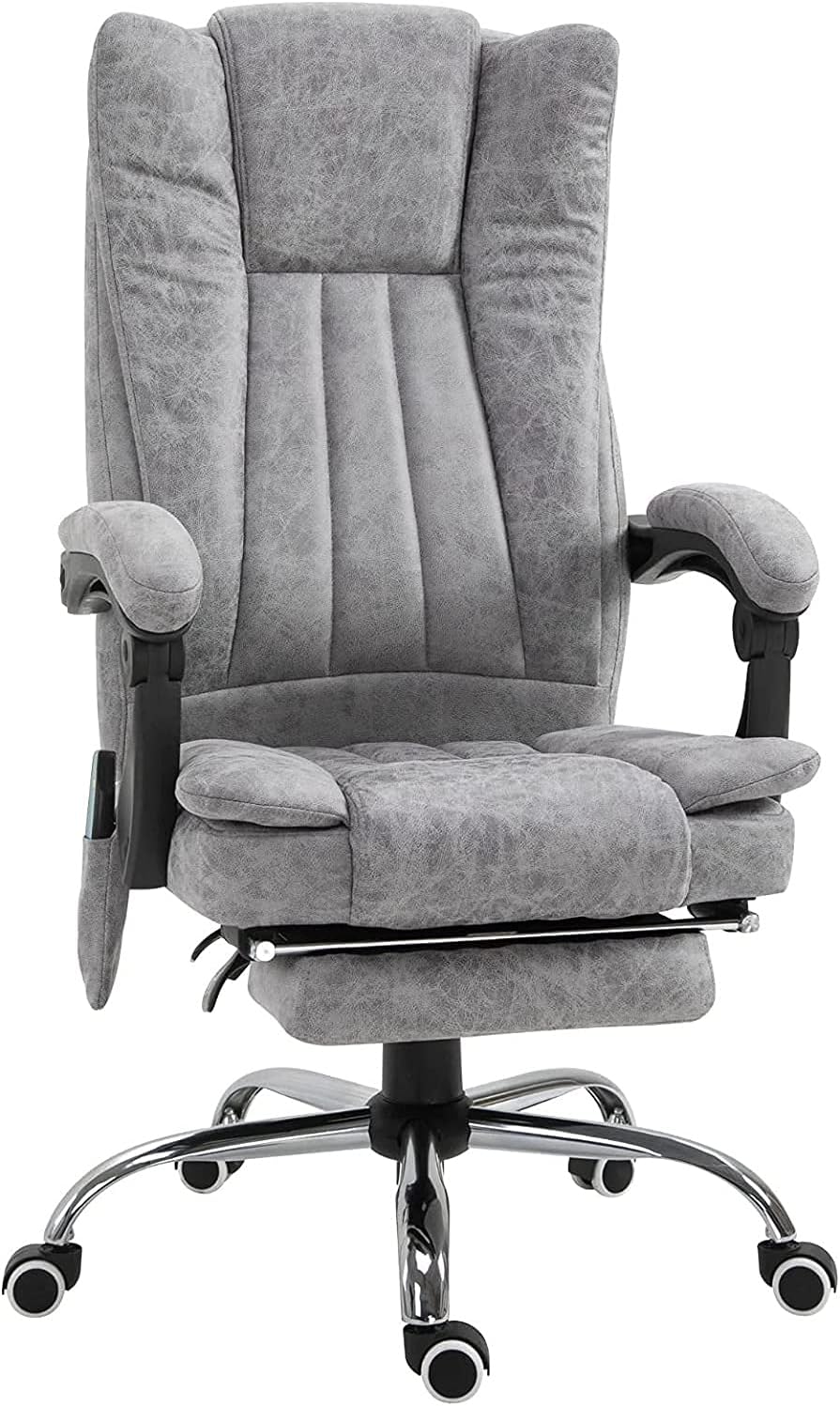 Office Chair Gray Heated Massage Electric Vibration Recliner Game Swivel Chair with Pedals Adjustable Back Recliner Ergonomic Zero-Gravity Chair