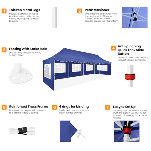 10x10 Pop Up Canopy Tent with 4 Sidewalls and Mesh Windows 2.0