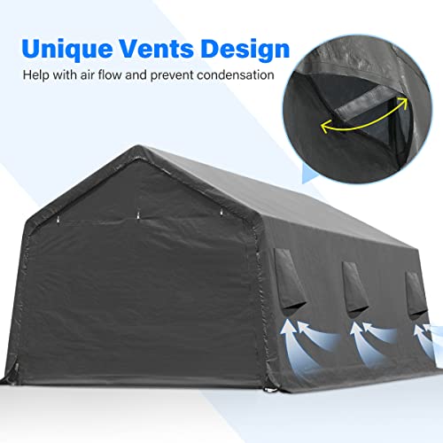 ADVANCE OUTDOOR 10x10 ft Heavy Duty Outdoor Patio Portable Canopy Storage Shelter Shed Carport with 2 Roll up Zipper Doors & Vents for Snowmobile