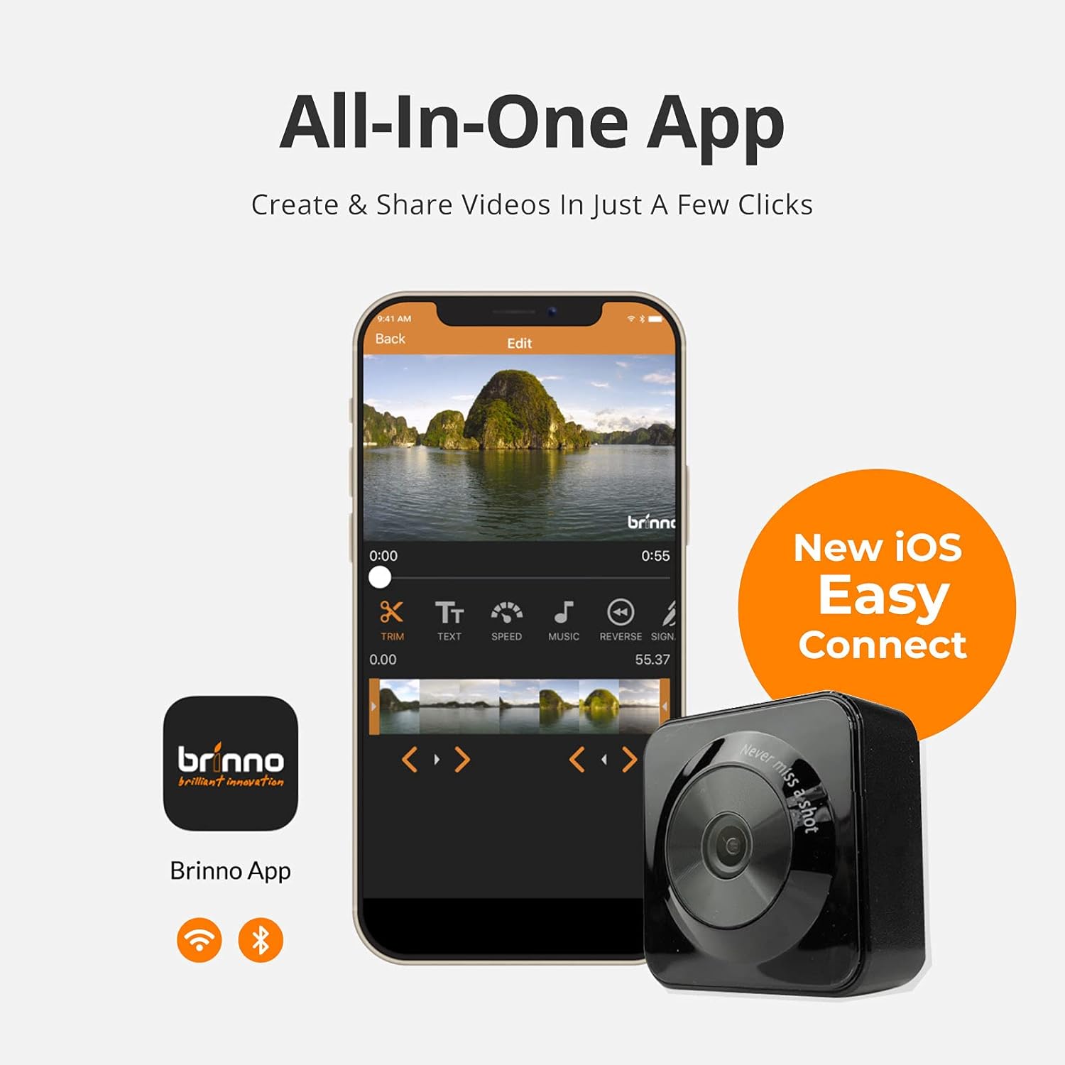 Brinno TLC130 Time Lapse Camera, Long Battery Life, WiFi/BLE Video Editing App, Step Video, Photo, HD 1080p, IPX4 Water Resistant